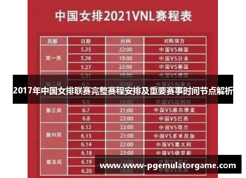 2017年中国女排联赛完整赛程安排及重要赛事时间节点解析